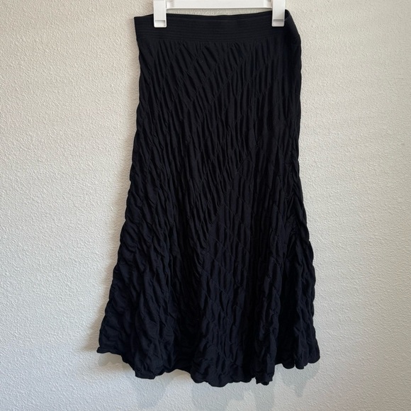 VTG J.Jill Womens Medium Black Scrunched Textured Maxi Dress Pull on Grunge - Picture 10 of 10